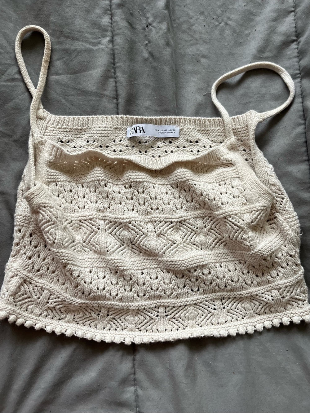 Zara Cream Crochet Camisole with Scalloped Hem